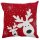 Weihnachtliche Kissenh&uuml;lle 40 x 40 cm rot Rudolf