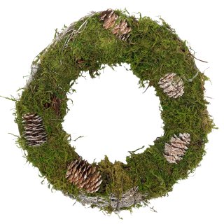 Moos Kranz mit Zapfen grün ca. 30 cm
