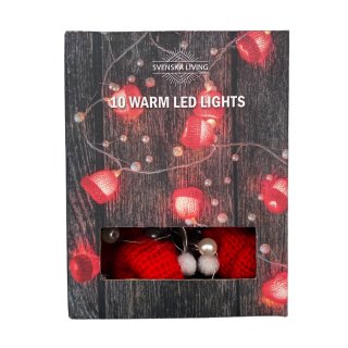 LED Lichterkette mit Mützchen rot 10 LED