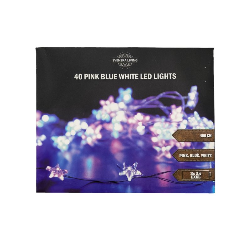 LED Lichterkette mit weiß, € pink Sternchen 40 4,95 blau
