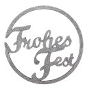 Deko Holz Ring "Frohes Fest" silber