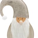 Weihnachtsmann aus Holz mit Filz M&uuml;tze beige