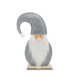 Weihnachtsmann aus Holz mit Filz Mütze grau