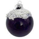 Glas Christbaumkugel mit Perlen violett/wei&szlig;...