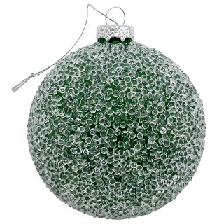 Glas Christbaumkugel mit Perlen grün  Ø ca. 8 cm