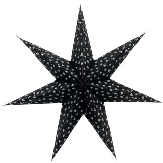 Papier Stern schwarz mit Schneeflocken Motiv 7 Zacken Ø ca. 60 cm