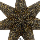 Papier Stern schwarz mit goldener Glitzer-Verzierung 7 Zacken Ø ca. 60 cm