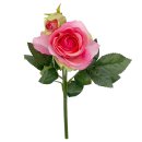 Deko Rose mit 2 Bl&uuml;ten pink ca. 30 cm