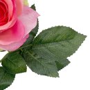 Deko Rose mit 2 Bl&uuml;ten pink ca. 30 cm
