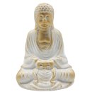 Keramik Buddha Deko-Figur gold/weiss ca. 25 cm