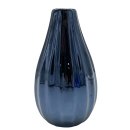 Kleine Keramik-Vase dunkelblau glasiert ca. 15 cm