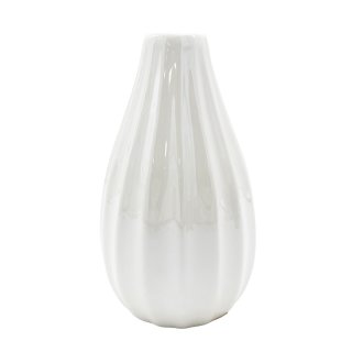 Kleine Keramik-Vase weiß glasiert ca. 15 cm