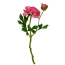 Deko Rose mit 2 Bl&uuml;ten rosa/pink ca. 32 cm