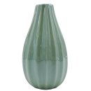 Kleine Keramik-Vase grün glasiert ca. 15 cm