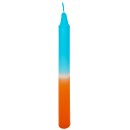 Echtwachs- Stabkerze blau/orange ca. 22 cm