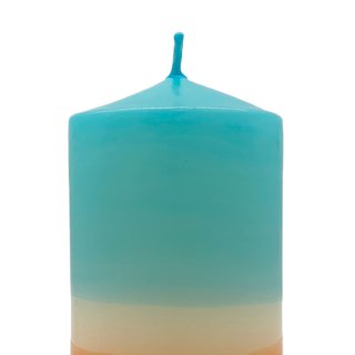 Echtwachs- Stumpenkerze blau/orange ca. 11 cm