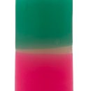 Echtwachs- Stumpenkerze dunkelgr&uuml;n/pink ca. 11 cm