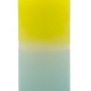 Echtwachs- Stumpenkerze gelb/blau ca. 11 cm