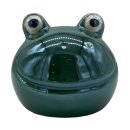 Keramik Frosch dunkelgr&uuml;n glasiert