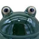 Keramik Frosch dunkelgr&uuml;n glasiert