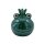 Keramik Frosch mit Krone klein dunkelgr&uuml;n glasiert