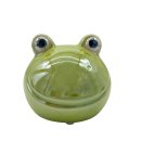 Keramik Frosch klein hellgr&uuml;n glasiert