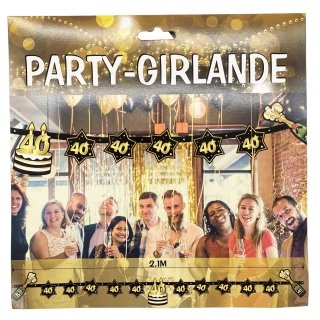 Party-Girlande 40. Geburtstag schwarz/gold