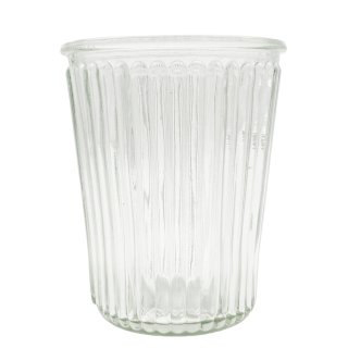 Glas Windlicht / Vase geriffelt klar