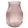 Glas Blumenvase / Windlicht geriffelt rosa