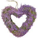 Trockenblumen-Herz lila ca. 31 cm