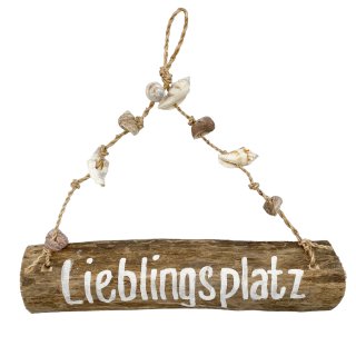 Holz-H&auml;ngedeko &quot; Lieblingssplatz &quot; Maritim natur ca.25 cm