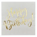 Servietten " Happy Birthday " weiß/gold 20 Stück ca. 33 cm