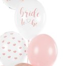 Party Ballons weiß/rosa " Bride to be " 6 Stück Ø ca. 30 cm