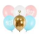 Party Ballons weiß/rosa/hellblau/gold " Boy or Girl " 6 Stück Ø ca. 30 cm