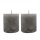 Echtwachs- Stumpenkerzen grau im 2er Set ca. 7,2 cm