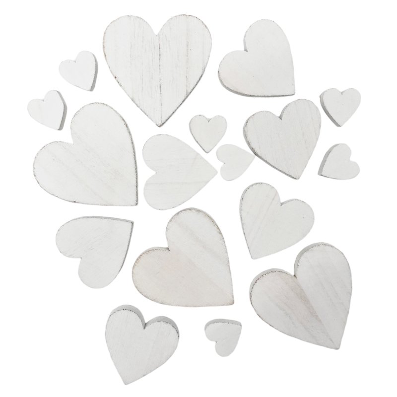 Weißer Holzfächer Mit Herzmuster – 19 Cm, Für Hochzeiten, Taufen, Kommunionen, Dekoration