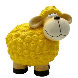 Süßes Keramik-Schaf für drinnen und draußen mittel gelb
