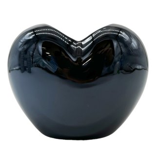 Keramik Herz Vase schwarz 12 cm