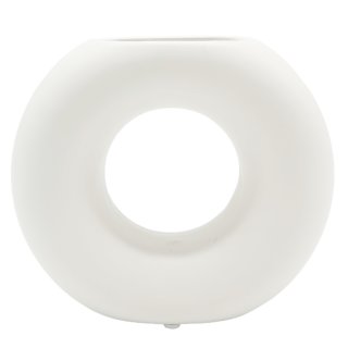 Keramik Donut Vase rund weiß 13 cm