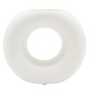 Keramik Donut Vase rund weiß 13 cm