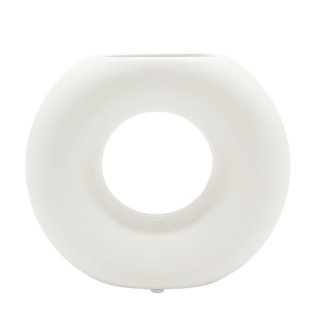 Keramik Donut Vase rund weiß 10 cm