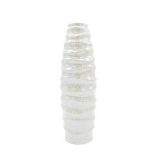 Hochglanz Keramik Vase Asymmetrisch Creme 20 cm