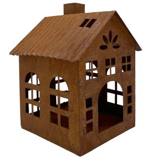 Metall Deko Haus branu 17cm Indoor Outdoor Gartendeko