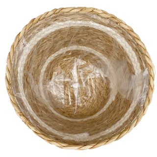 Seegras-Pflanzkorb natur/weiß ca. Ø 16 cm