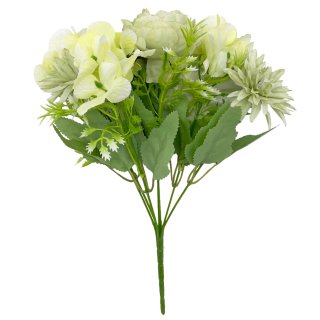 Künstlicher Blumenstrauß weiß/grün/gelb ca. 30 cm