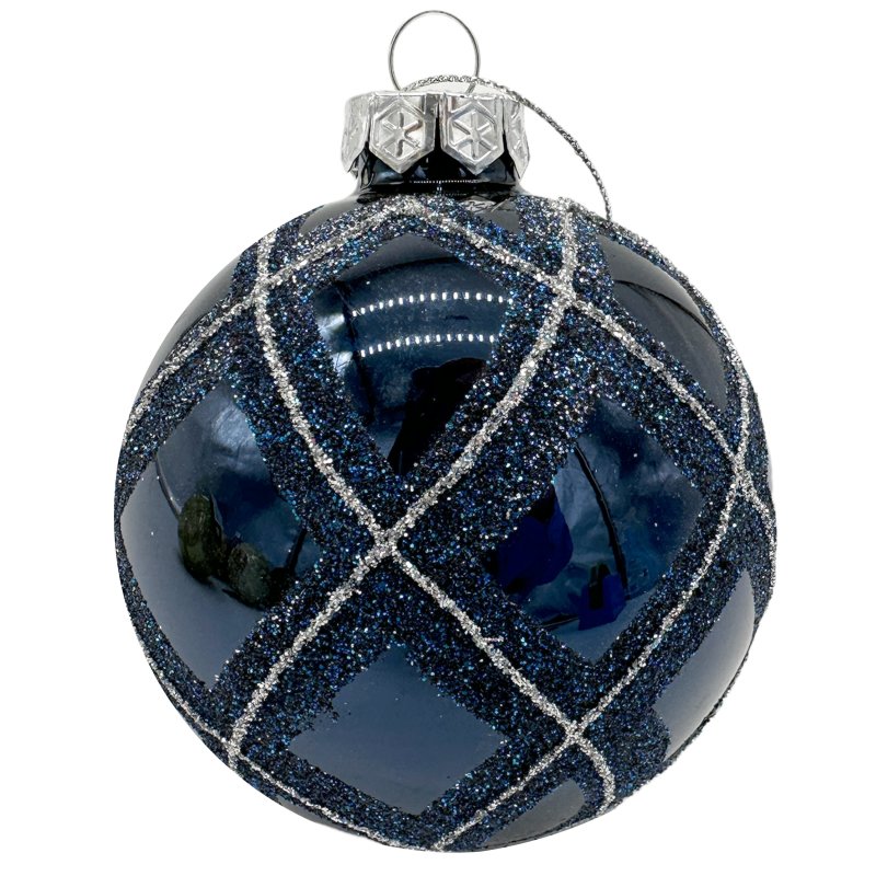 Glas Christbaumkugel dunkelblau/glitzer Ø ca. 8 cm