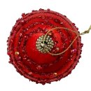 Weihnachtskugel rot Perlen glitzer ca. 8 cm