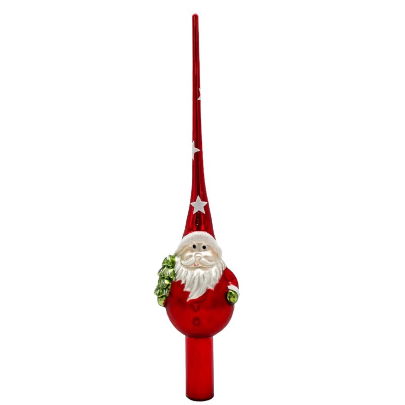 Tannenbaumspitze Glas Weihnachtsmann rot
