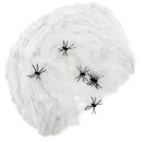 Halloween Deko-Spinnenwebe mit 6 Spinnen weiß