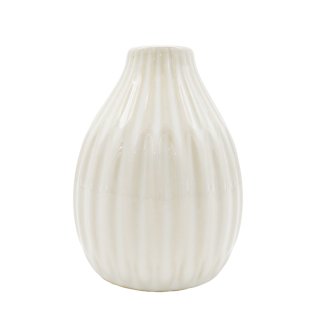 Mini Vase creme geriffelt ca. 11,5 cm
